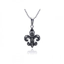Silver 925 Oxidized fLeur De Lis Pendant - OXP00023 | Silver Palace Inc.