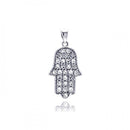 Silver 925 Rhodium Plated Hand CZ Dangling Pendant - ACP00022 | Silver Palace Inc.