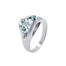 Silver 925 Rhodium Plated Clear Sideways CZ Ring - AAR0001 | Silver Palace Inc.
