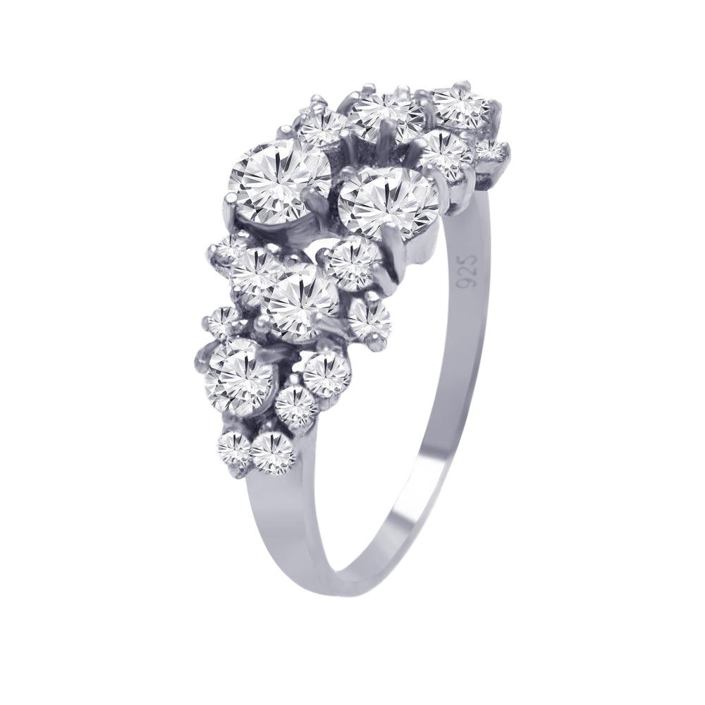 Silver 925 Rhodium Plated Clear Multi Sized CZ Ring - AAR0012CLR | Silver Palace Inc.