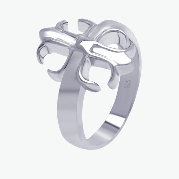 Silver 925 Rhodium Plated Crest Ring - AAR0014 | Silver Palace Inc.