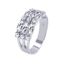 Silver 925 Rhodium Plated Round Marquise CZ 3 Row Ring - AAR0018 | Silver Palace Inc.