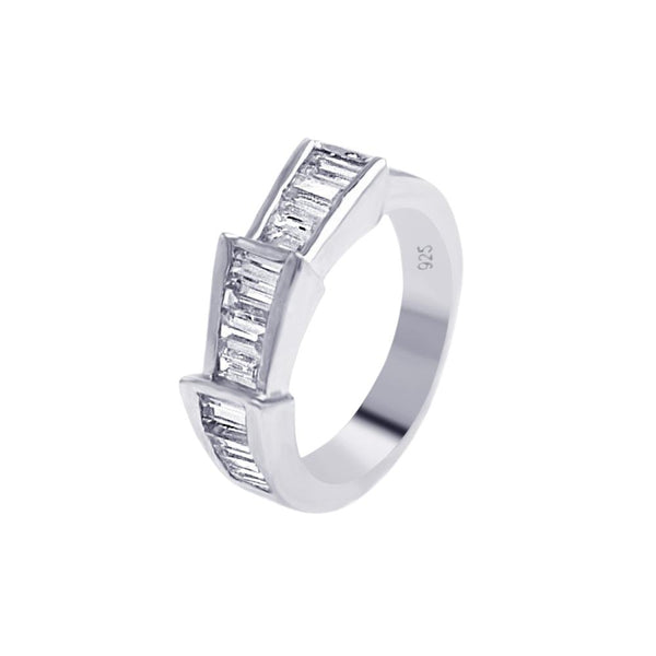 Silver 925 Rhodium Plated Clear Baguette CZ Ring - AAR0025 | Silver Palace Inc.