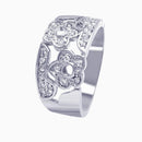 Silver 925 Rhodium Plated Pave Clear CZ Flower Ring - AAR0027 | Silver Palace Inc.