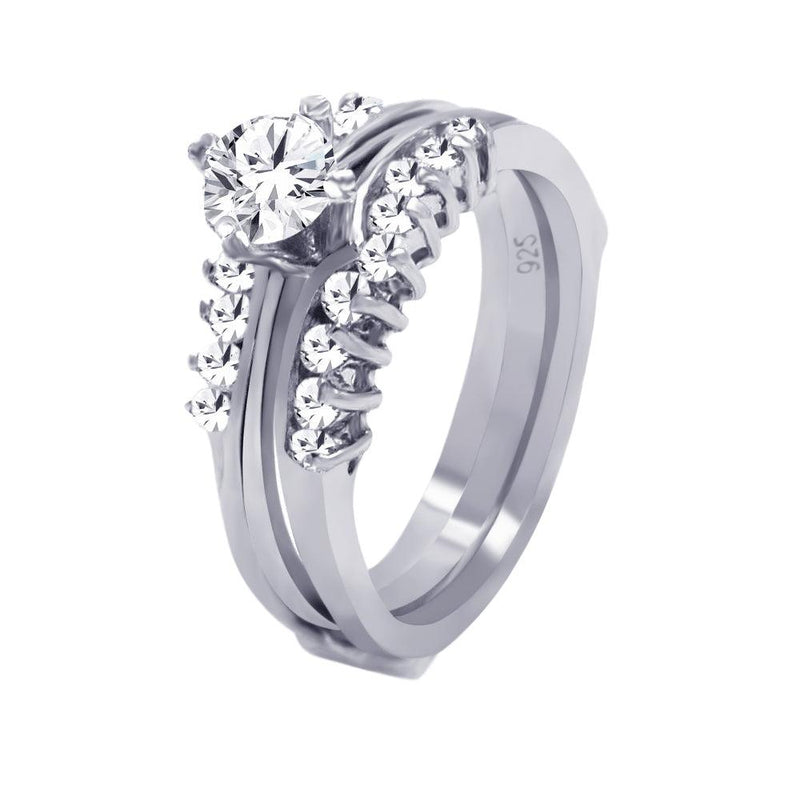 Silver 925 Rhodium Plated CZ Engagement Antique Ring - AAR0036 | Silver Palace Inc.