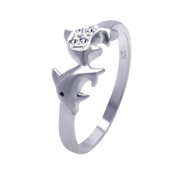 Silver 925 Rhodium Plated CZ Dolphin Ring - AAR0039 | Silver Palace Inc.