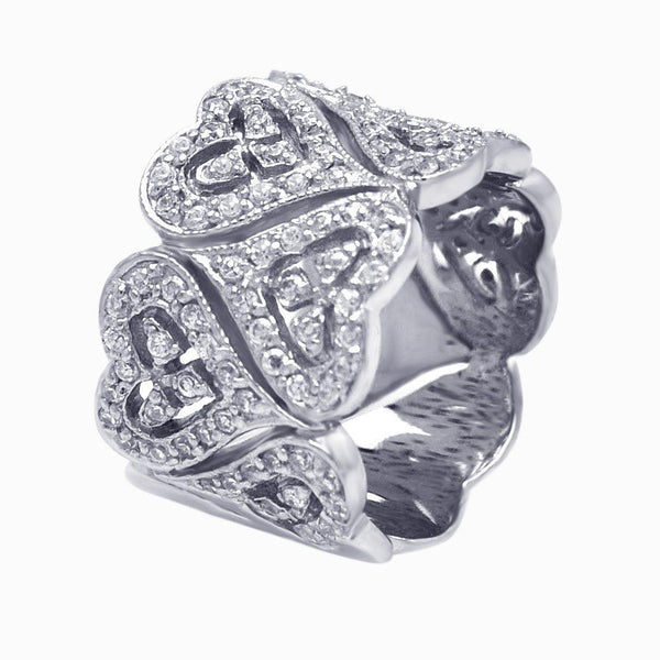 Silver 925 Rhodium Plated CZ Heart Wrap Eternity Ring - AAR0043 | Silver Palace Inc.