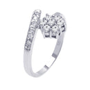 Silver 925 Rhodium Plated Pave Set CZ Flower Ring - AAR0052 | Silver Palace Inc.