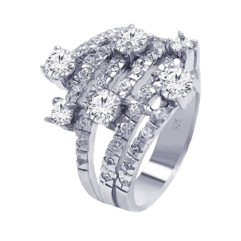 Silver 925 Rhodium Plated Multiple Sized Clear CZ Wrap Ring - AAR0058 | Silver Palace Inc.