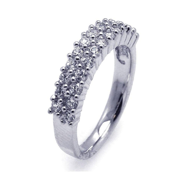 Silver 925 Rhodium Plated Pave Set Clear CZ Ring - AAR0076 | Silver Palace Inc.