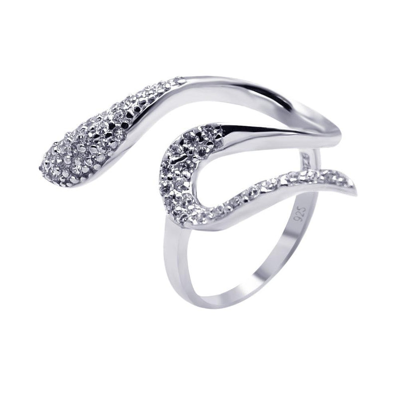 Silver 925 Rhodium Plated Pave Set CZ Snake Ring - AAR0084 | Silver Palace Inc.