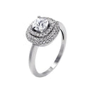Silver 925 Rhodium Plated Micro Pave Clear Center CZ Multi Layer Square Ring - ACR00058 | Silver Palace Inc.