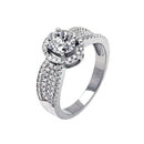 Silver 925 Rhodium Plated Micro Pave CZ Oval Ring - ACR00061 | Silver Palace Inc.