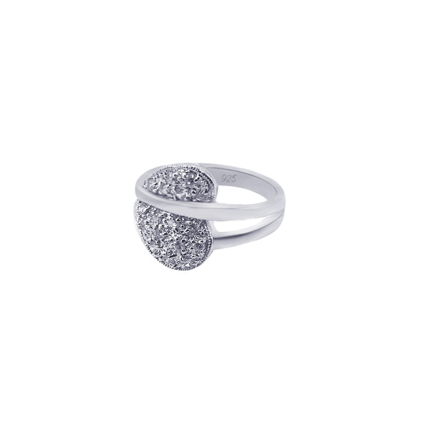 Closeout-Silver 925 Rhodium Plated Pave Set CZ Sideways Heart Ring - BGR00026 | Silver Palace Inc.