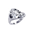 Silver 925 Rhodium Plated Big Clear CZ Ring - BGR00028 | Silver Palace Inc.