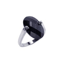 Closeout-Silver 925 Rhodium Plated Black Oval CZ Ring - BGR00042 | Silver Palace Inc.