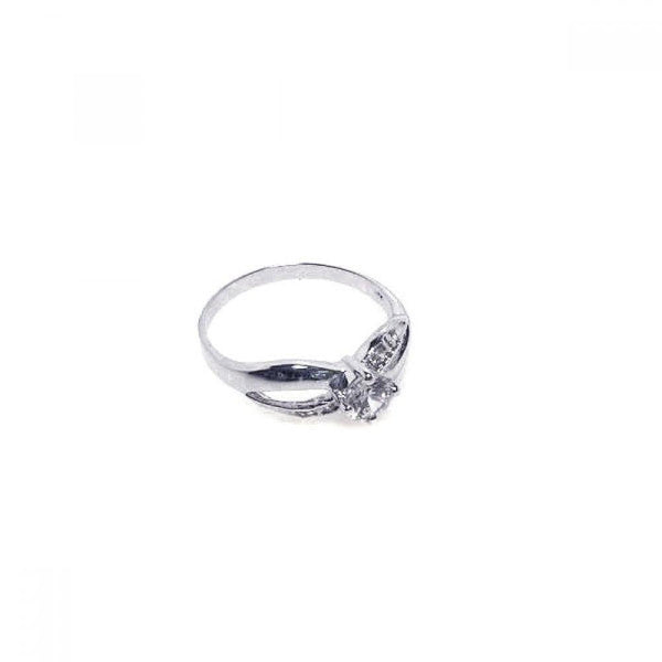 Closeout-Silver 925 Rhodium Plated Round Clear Center CZ Ring - BGR00049 | Silver Palace Inc.