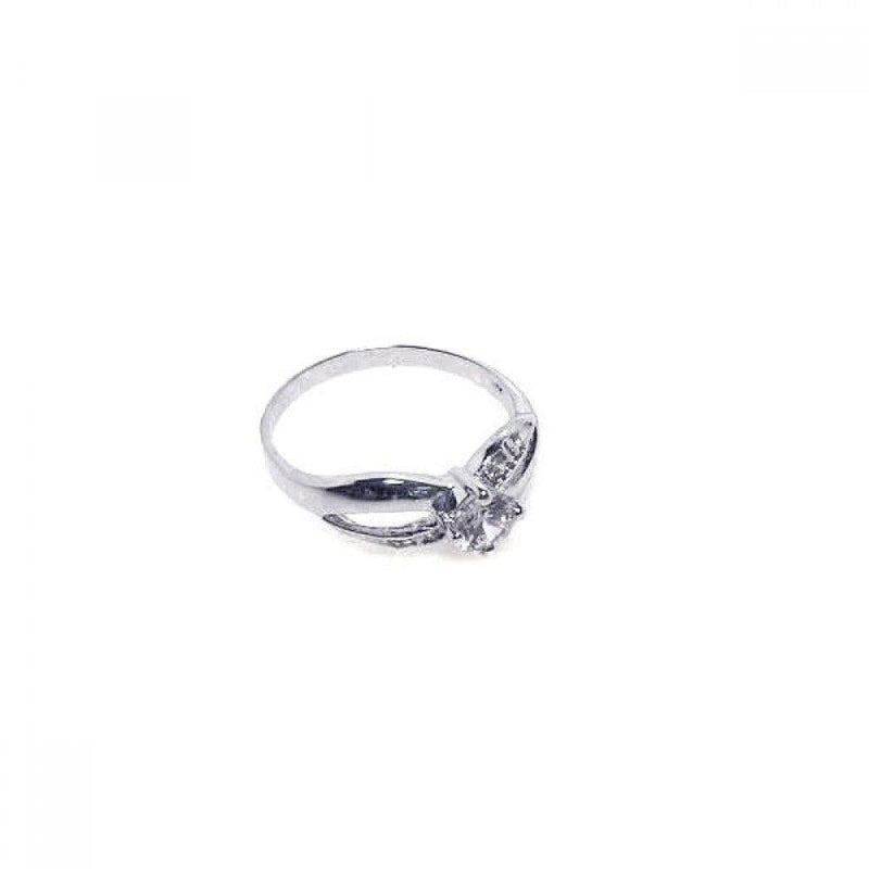 Closeout-Silver 925 Rhodium Plated Round Clear Center CZ Ring - BGR00049 | Silver Palace Inc.