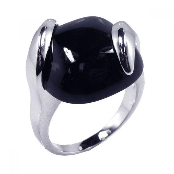 Closeout-Silver 925 Rhodium Plated Black Onyx Ring - BGR00086 | Silver Palace Inc.