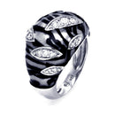 Closeout-Silver 925 Rhodium Plated Clear CZ Zebra Stripe Ring - BGR00150 | Silver Palace Inc.