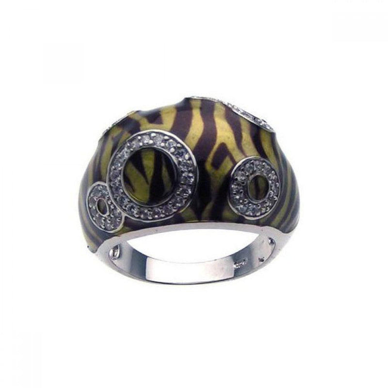 Closeout-Silver 925 Rhodium Plated Clear CZ Tiger Stripes Ring - BGR00153 | Silver Palace Inc.
