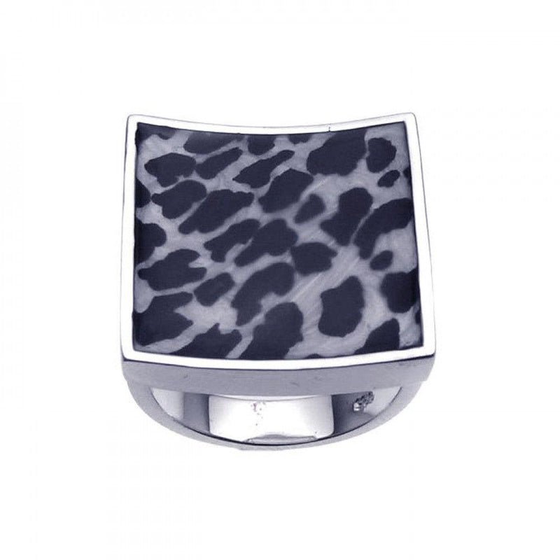 Closeout-Silver 925 Rhodium Plated Square Animal Print Ring - BGR00200 | Silver Palace Inc.