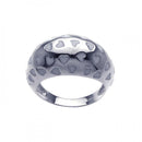 Closeout-Silver 925 Rhodium Plated White Enamel Heart Dome Ring - BGR00204 | Silver Palace Inc.