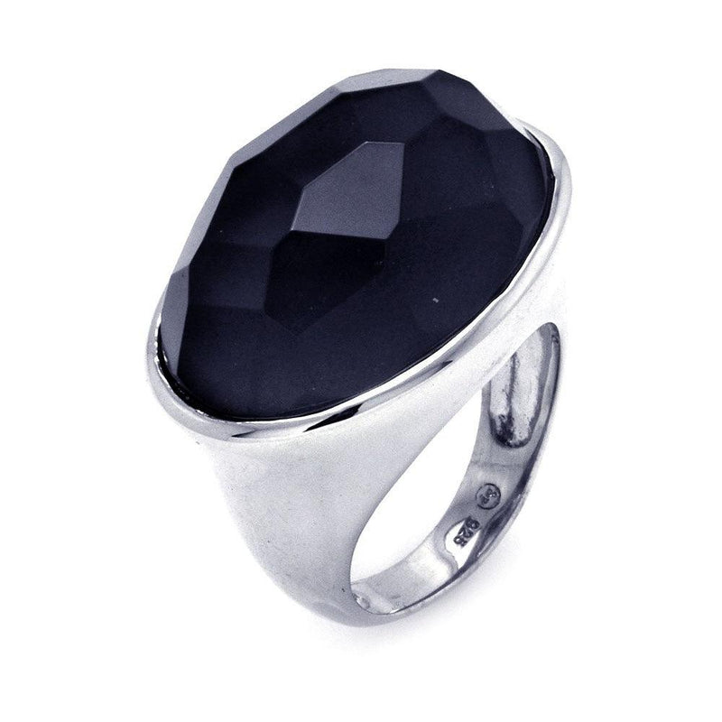 Closeout-Silver 925 Rhodium Plated Gray Center CZ Ring - BGR00283 | Silver Palace Inc.