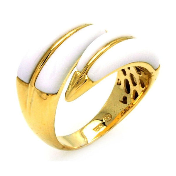 Closeout-Silver 925 Gold Plated White Onyx Adjustable Ring - BGR00287 | Silver Palace Inc.