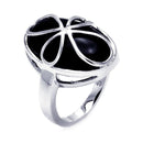 Closeout-Silver 925 Rhodium Plated Black Onyx Script Cross Ring - BGR00302 | Silver Palace Inc.