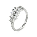 Silver 925 Rhodium Plated Clear CZ Leaf Ring - BGR00399 | Silver Palace Inc.