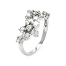 Silver 925 Rhodium Plated Clear CZ Flower Ring - BGR00440 | Silver Palace Inc.