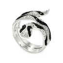 Silver 925 Rhodium and Black Rhodium Plated Clear and Black CZ Snake Wrap Ring - BGR00446 | Silver Palace Inc.