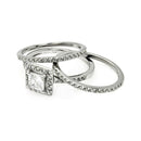 Silver 925 Rhodium Plated Square Clear CZ Stackable Bridal Ring Set - BGR00451 | Silver Palace Inc.