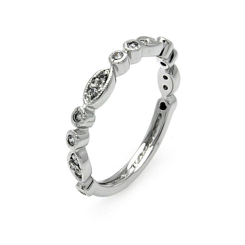 Silver 925 Rhodium Plated Clear CZ Marquise and Round Shaped Ring - BGR00504 | Silver Palace Inc.