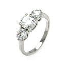 Silver 925 Rhodium Plated Clear Square Center Round Sides CZ Past Present Future Ring - BGR00509 | Silver Palace Inc.