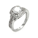 Silver 925 Rhodium Plated Circle Center Clear Cluster CZ Square Bridal Ring - BGR00523 | Silver Palace Inc.