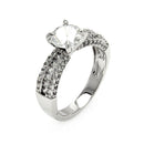 Silver 925 Rhodium Plated Clear Round Center Channel Set CZ Bridal Ring - BGR00524 | Silver Palace Inc.