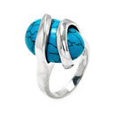 Silver 925 Rhodium Plated Sideways Oval Turquoise Ring - BGR00547 | Silver Palace Inc.