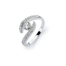 Silver 925 Rhodium Plated Clear Round Cut Center CZ Bridal Ring - BGR00564 | Silver Palace Inc.