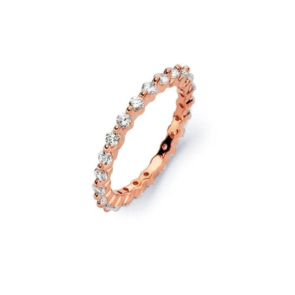 Silver 925 Rose Gold Plated Clear CZ Stackable Eternity Ring - BGR00727 | Silver Palace Inc.