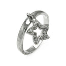 Closeout-Silver 925 Rhodium Plated Dangling CZ Star Ring - STR00005 | Silver Palace Inc.