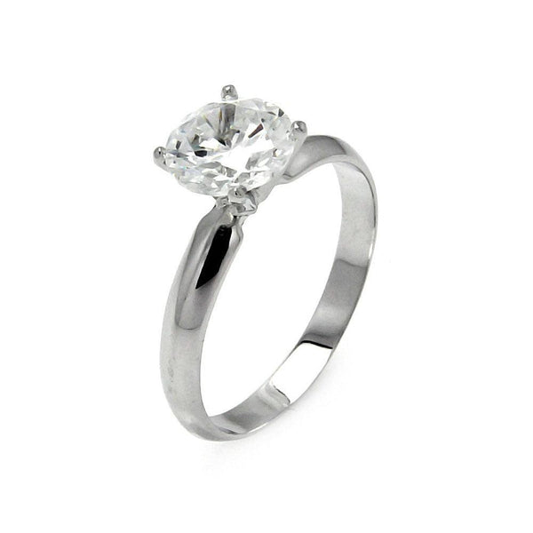 Silver 925 Rhodium Plated Solitaire CZ Ring - STR00017 | Silver Palace Inc.