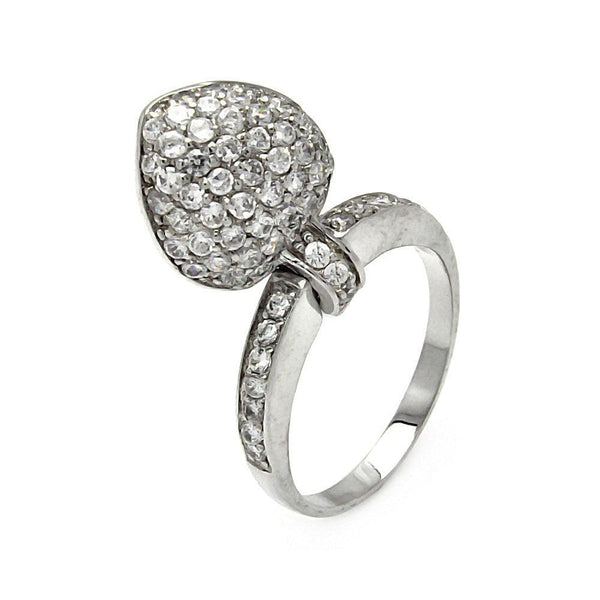 Closeout-Silver 925 Rhodium Plated Movable CZ Heart Ring - STR00048 | Silver Palace Inc.