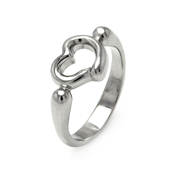 Closeout-Silver 925 Rhodium Plated Heart Ring - STR00056 | Silver Palace Inc.