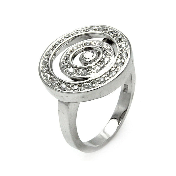 Closeout-Silver 925 Rhodium Plated Double Circle CZ Ring - STR00134 | Silver Palace Inc.