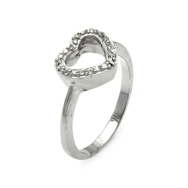 Silver 925 Rhodium Plated CZ Heart Ring - STR00172 | Silver Palace Inc.