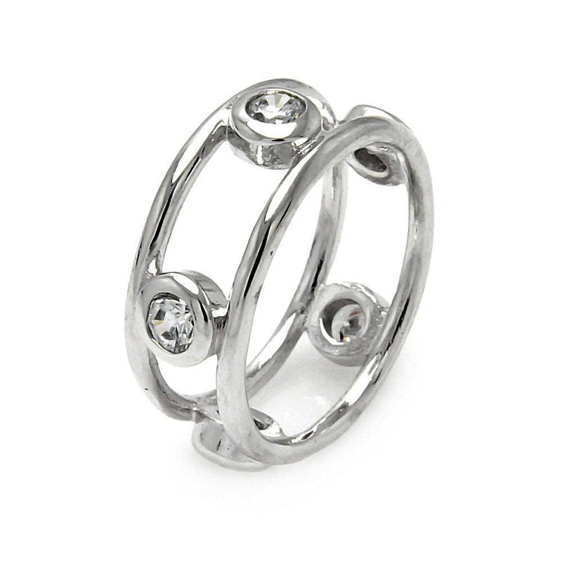 Silver 925 Rhodium Plated 5 CZ Eternity Ring - STR00194 | Silver Palace Inc.