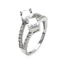 Closeout-Silver 925 Rhodium Plated 2 Princess Cut CZ Ring - STR00247 | Silver Palace Inc.