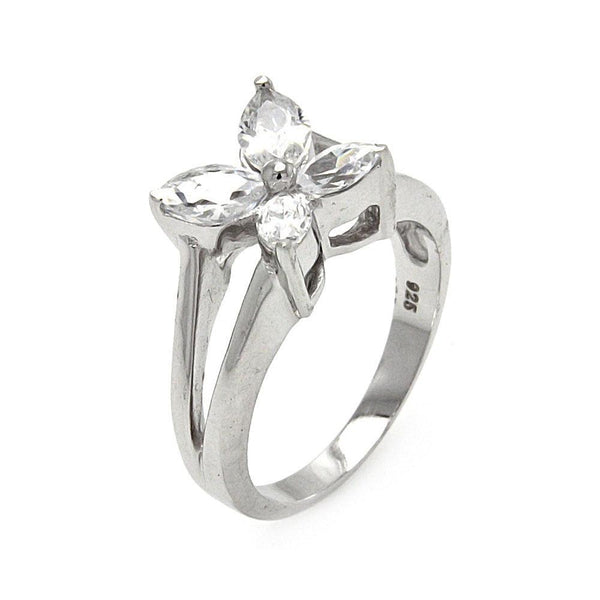 Closeout-Silver 925 Rhodium Plated CZ Butterfly Ring - STR00248 | Silver Palace Inc.